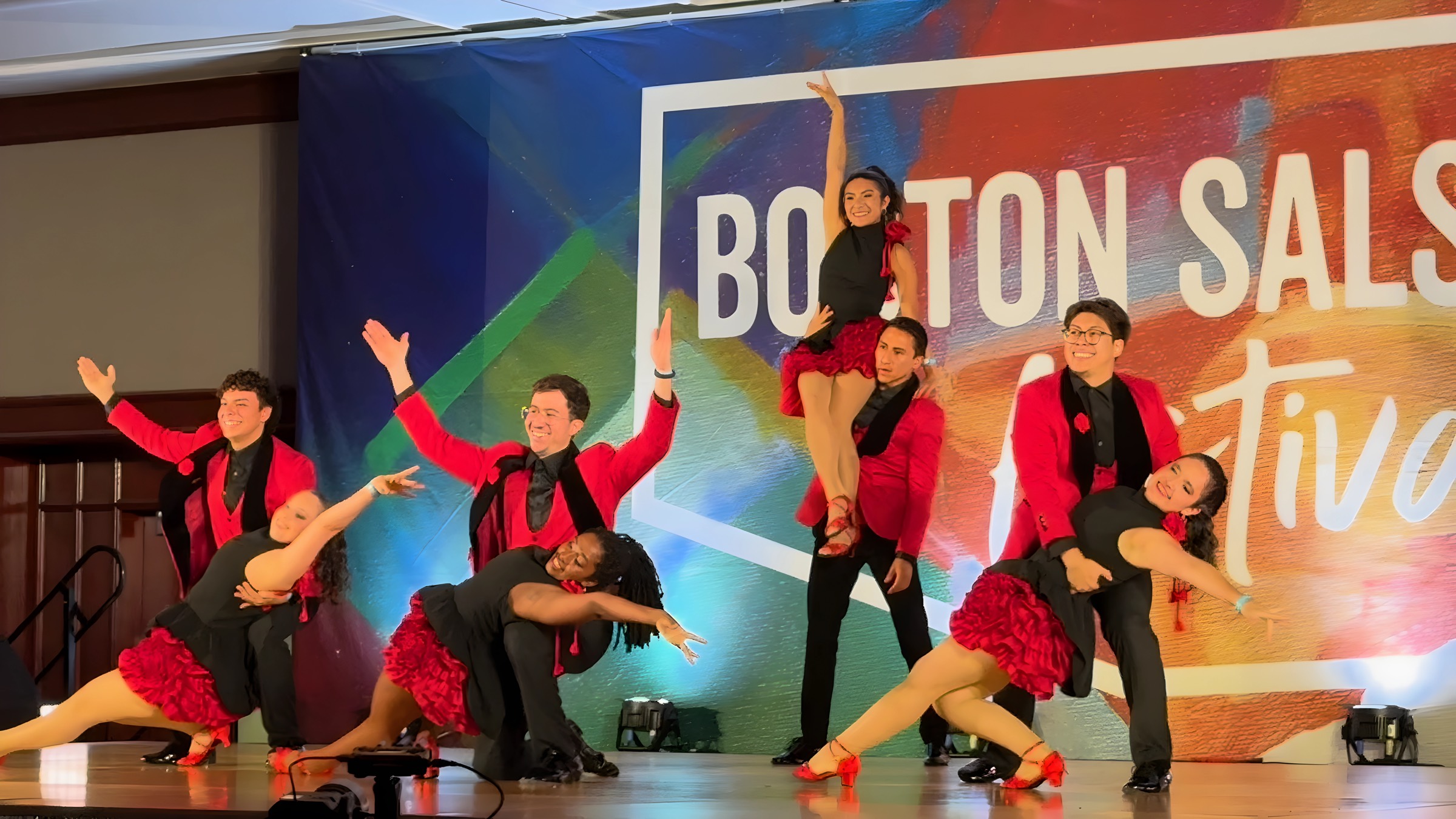 Ritmo Caleño performing on stage at the Boston Salsa Festival